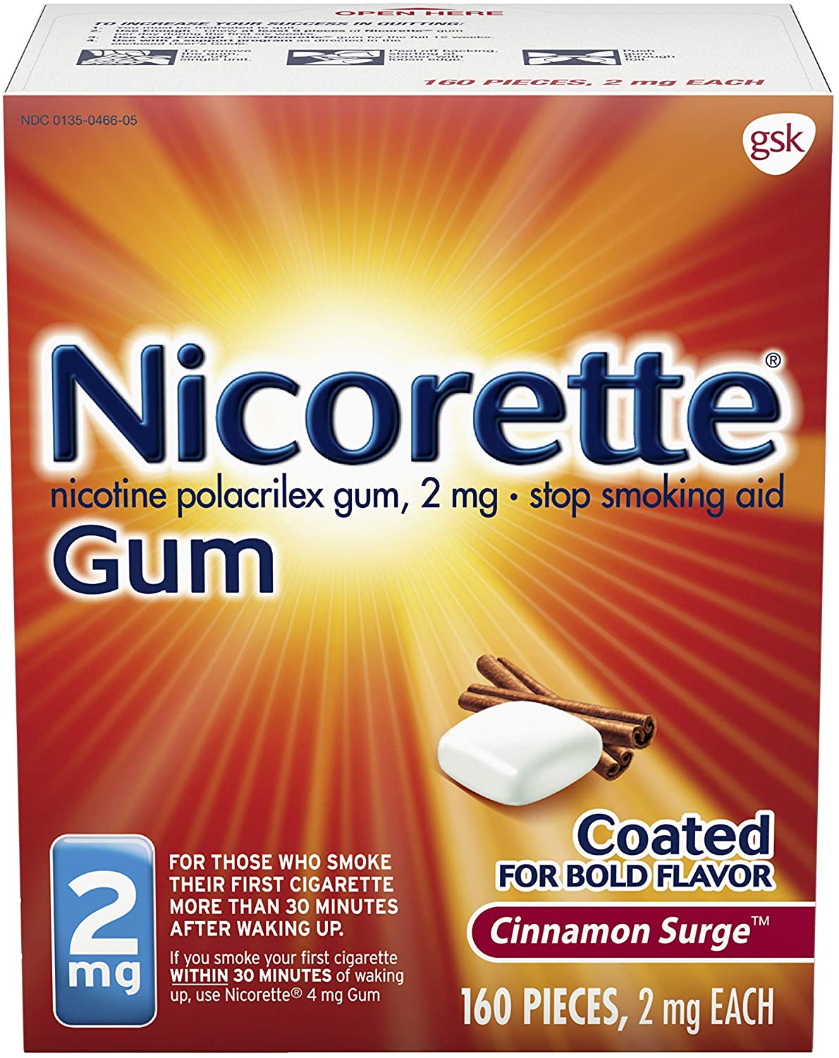 Nicorette 2 mg Nicotine Gum to Help Stop Smoking - Cinnamon Surge Flavored Stop Smoking Aid, 160 Count