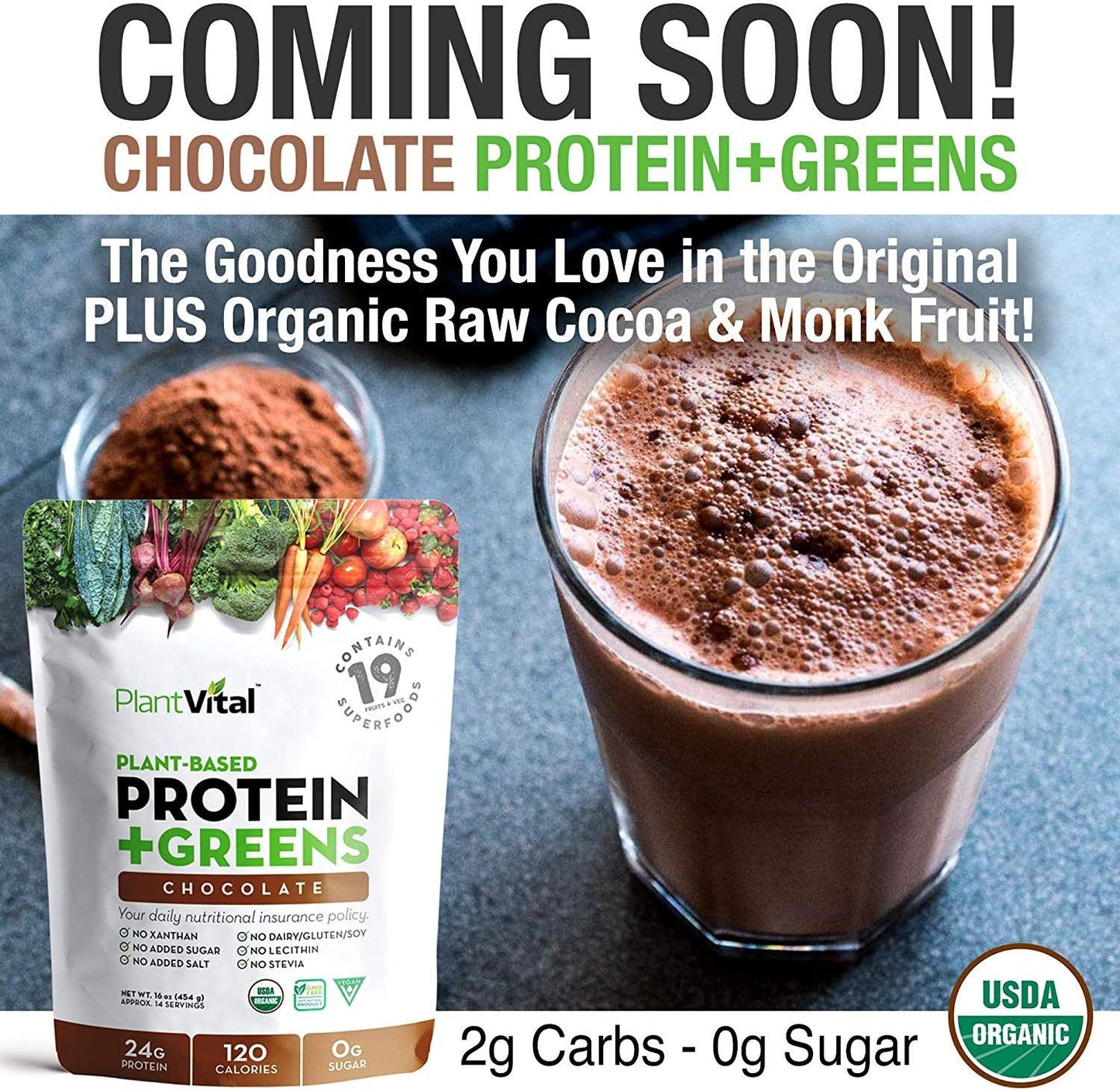 Plantvital Unflavored Organic Vegan Protein Powder