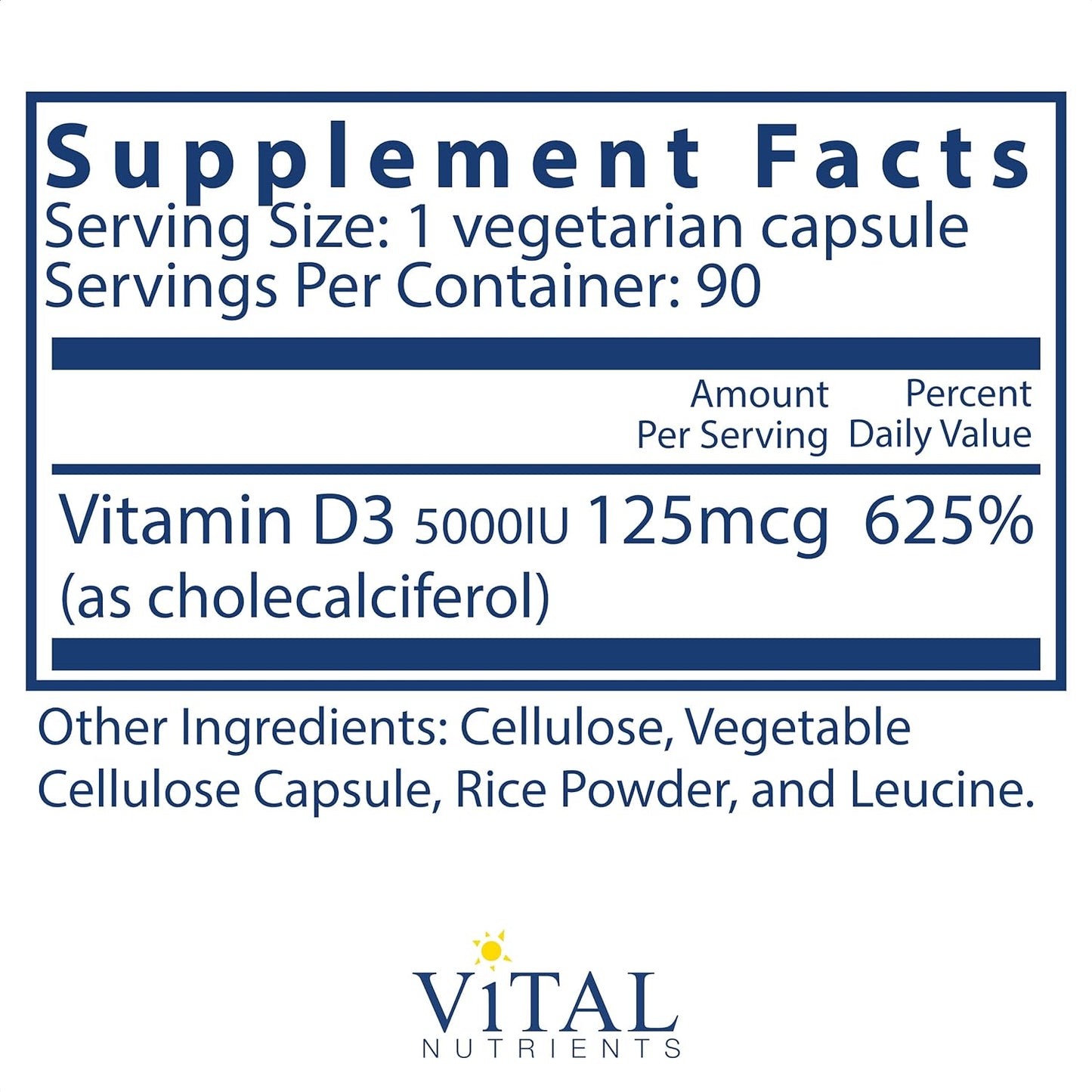 Vital Nutrients Vitamin D3  90 Capsules