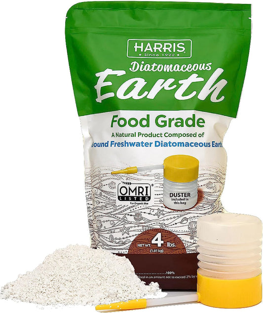 HARRIS Diatomaceous Earth Food Grade, 4lb with Powder Duster Included in The Bag