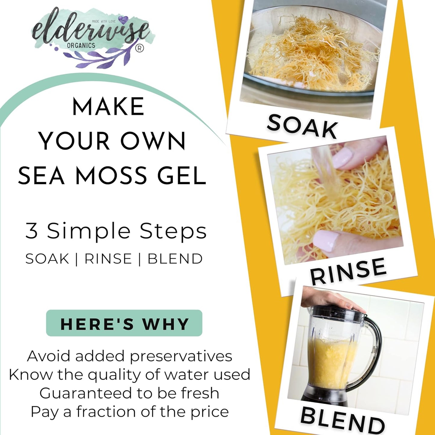 Elderwise Sea Moss Golden & Purple Bundle  Makes 20oz & 24oz Gel