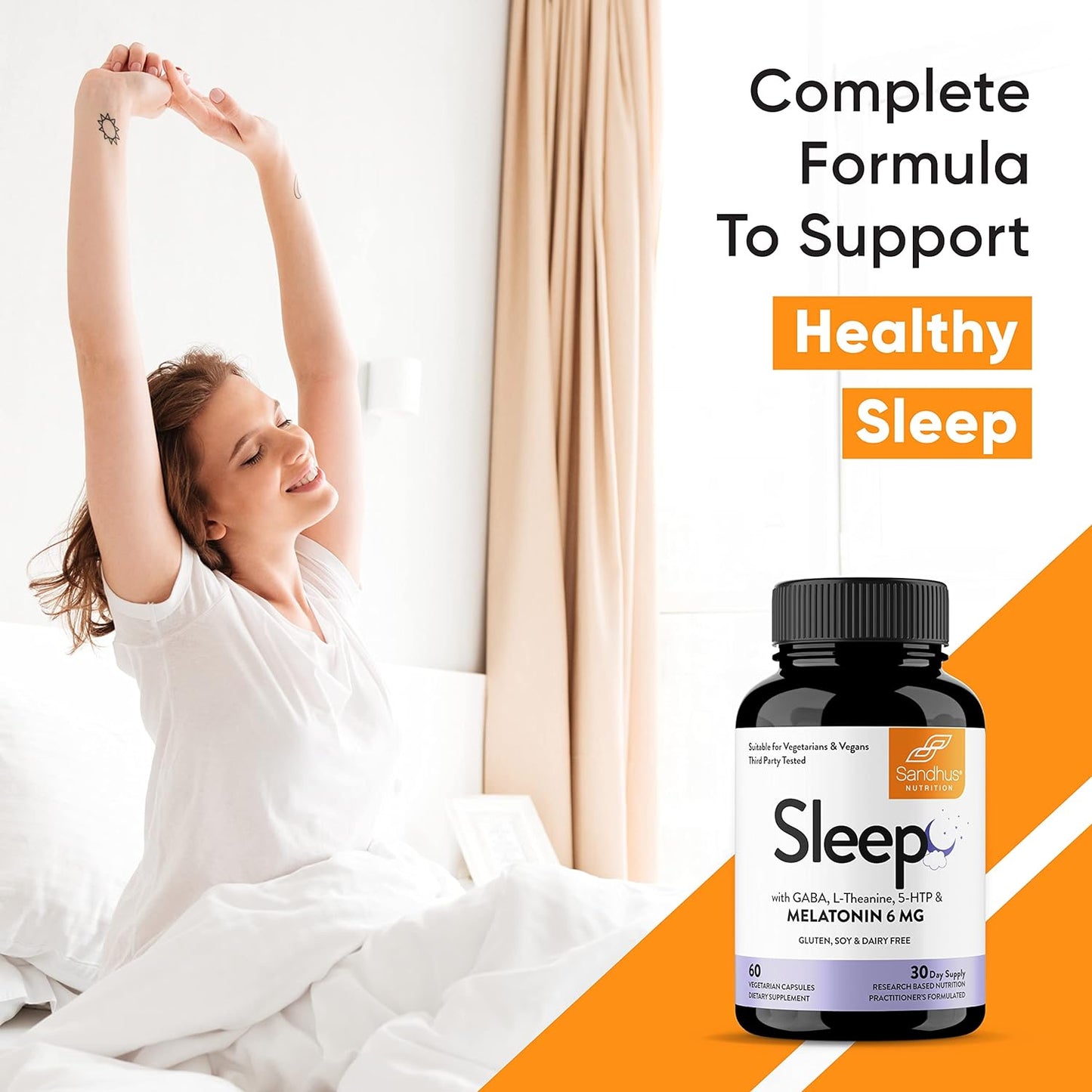 Sandhu's Sleep 60 Capsules –Non-Habit Forming 5-in-1 Sleep Aid Supplement