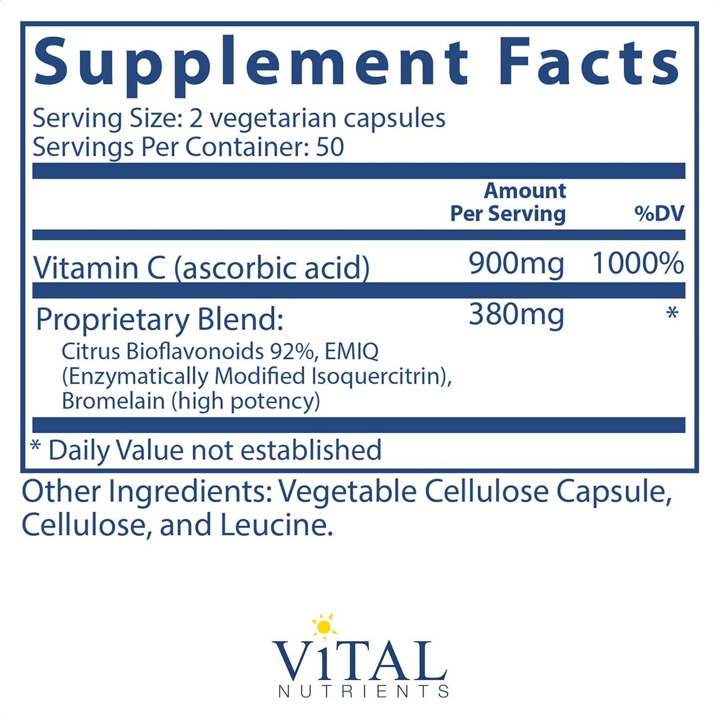 Vital Nutrients Aller-C  Isoquercitrin, Vitamin C, and Bioflavonoids 100 Capsules