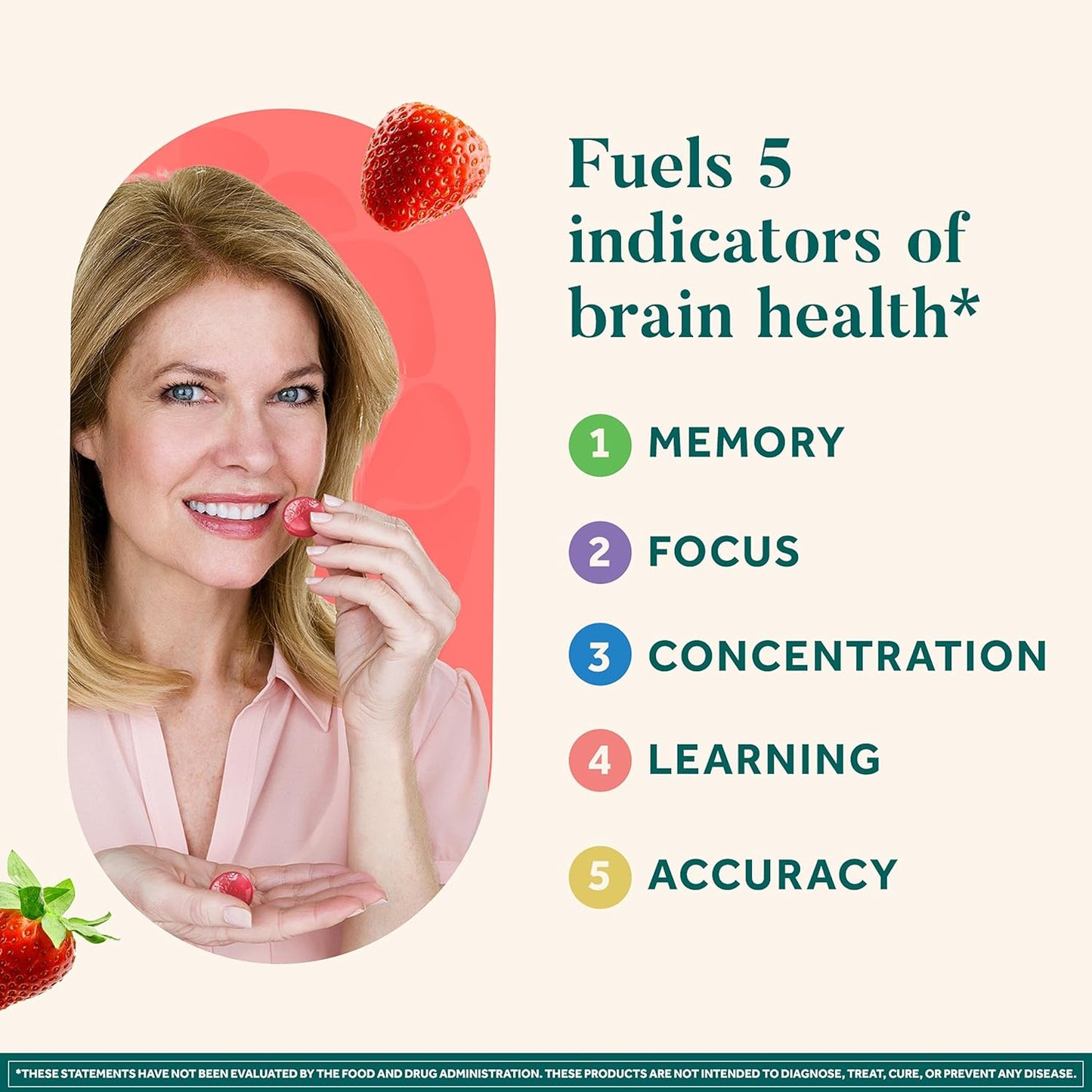 NEURIVA Original Brain Supplement for Memory, Focus  50 Strawberry Gummies