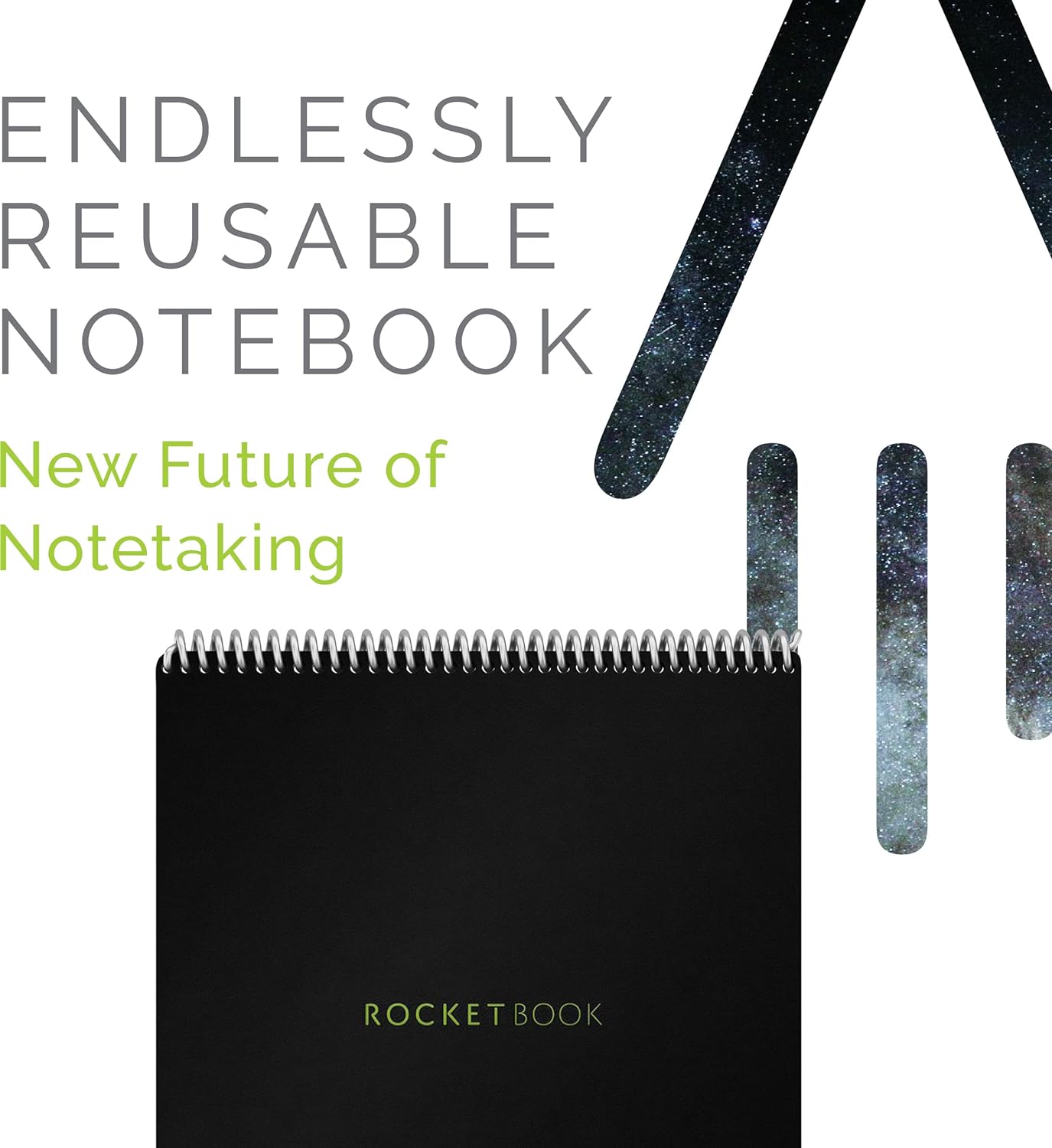 Rocketbook Smart Reusable Notebook, Flip Letter Size Spiral Notebook, Infinity Black, (8.5" x 11")