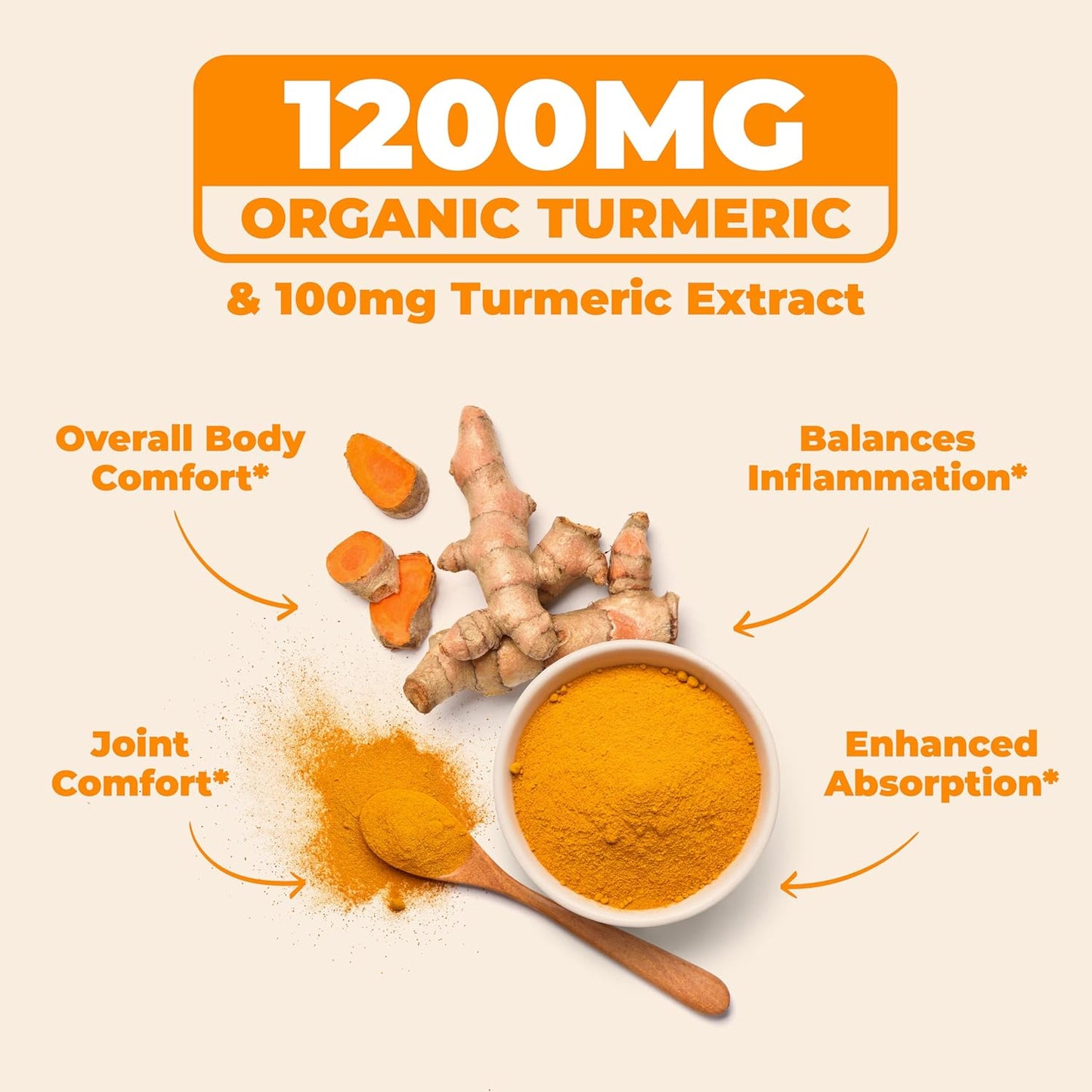 Turmeric Curcumin & Black Pepper Extract. High Absorption Joint Support Supplement 1200mg - 60 capsules