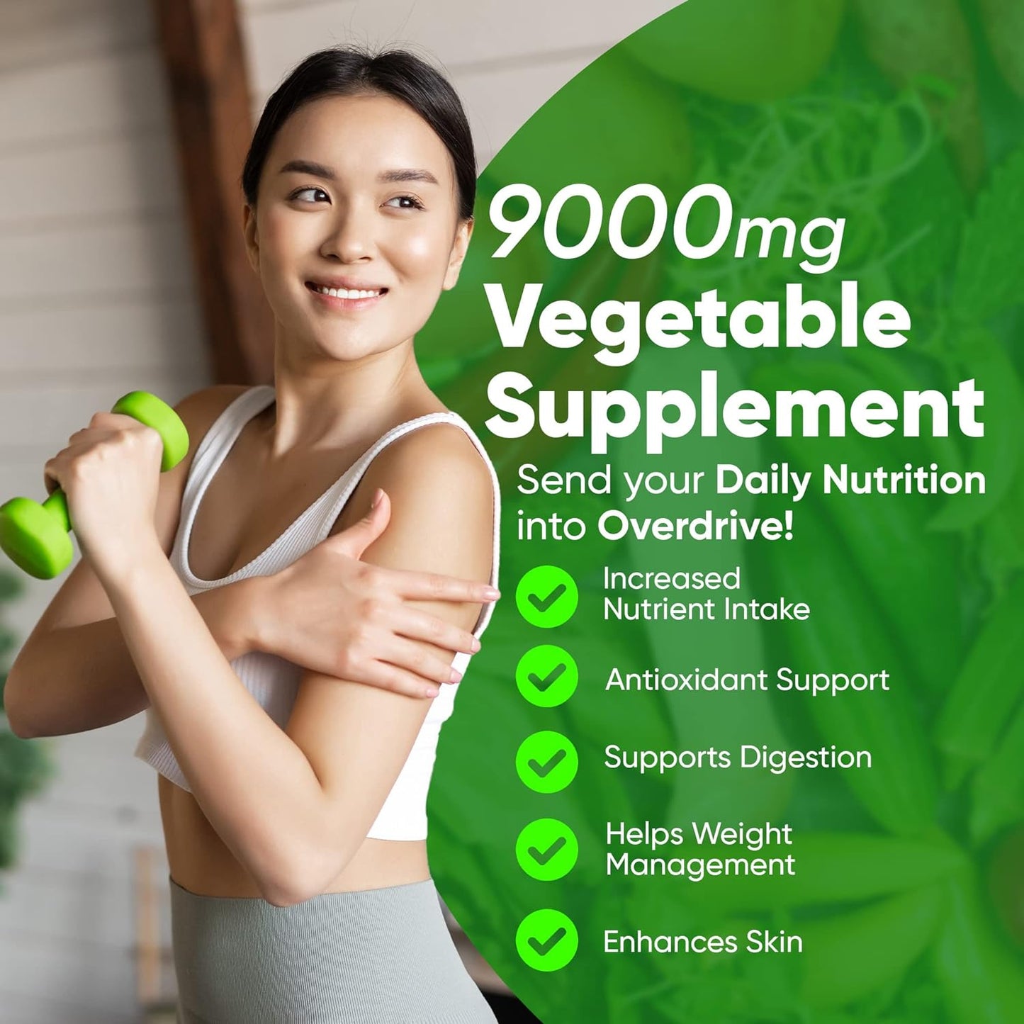 Kaitamin - Veggies Supplement 9000, Improves Your Digestion  90 Capsules