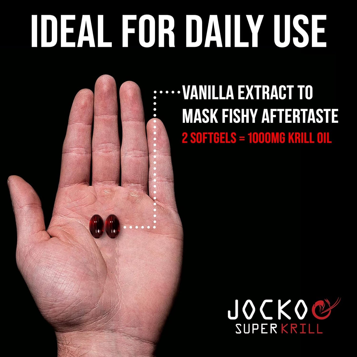 Jocko Fuel Antarctic Krill Oil Omega 3 Fatty Acid  DHA & EPA - 1000mg Softgels