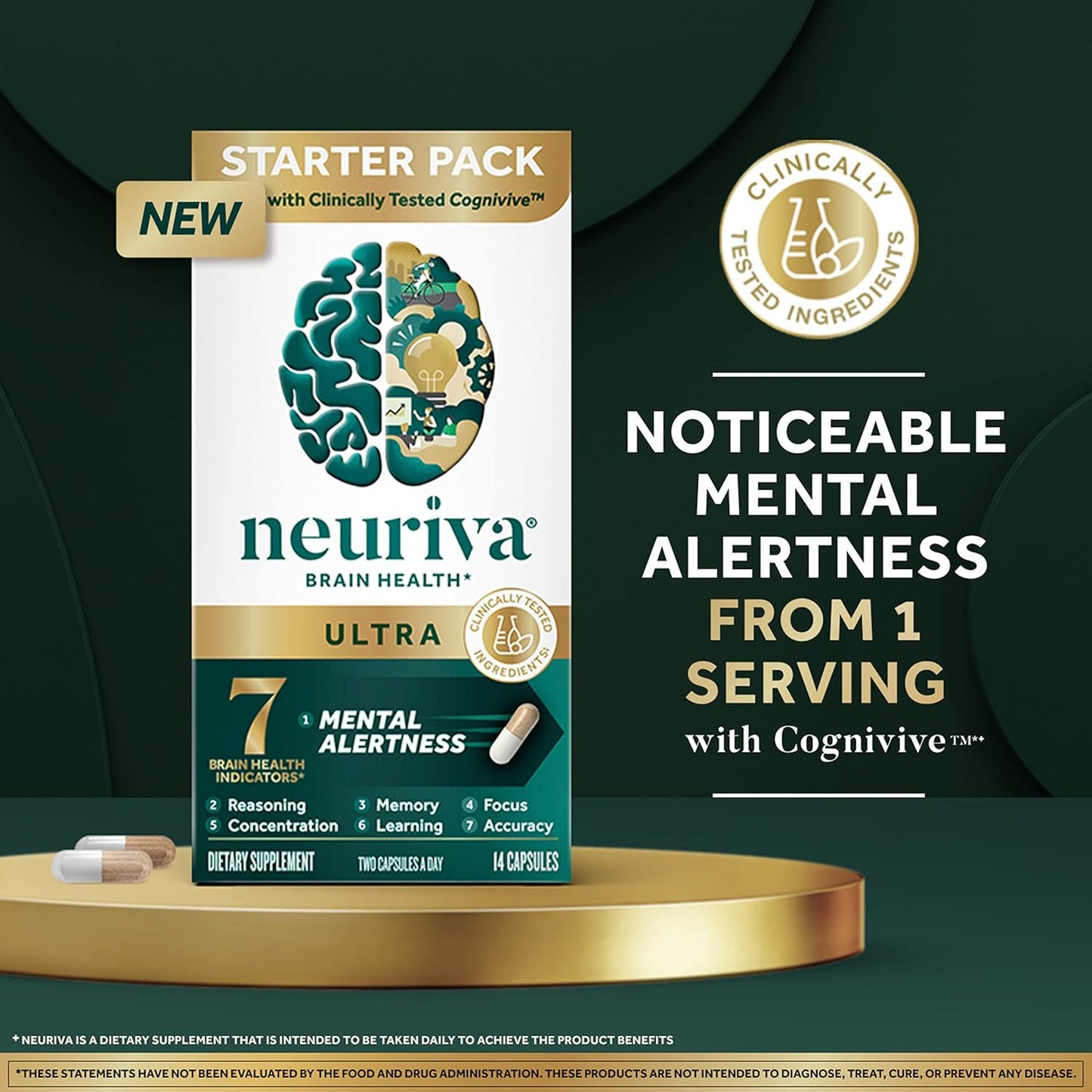 NEURIVA Ultra Decaffeinated Clinically Tested Nootropic  14 Capsules