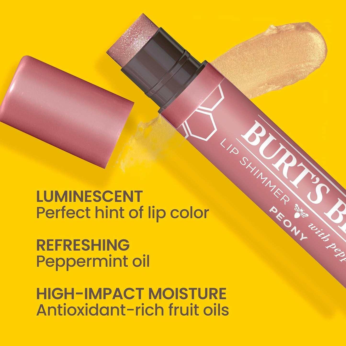 Burt's Bees Shimmer Lip Tint Valentines Day Gifts, Shimmering Lip Oil Stick,(4-Pack)