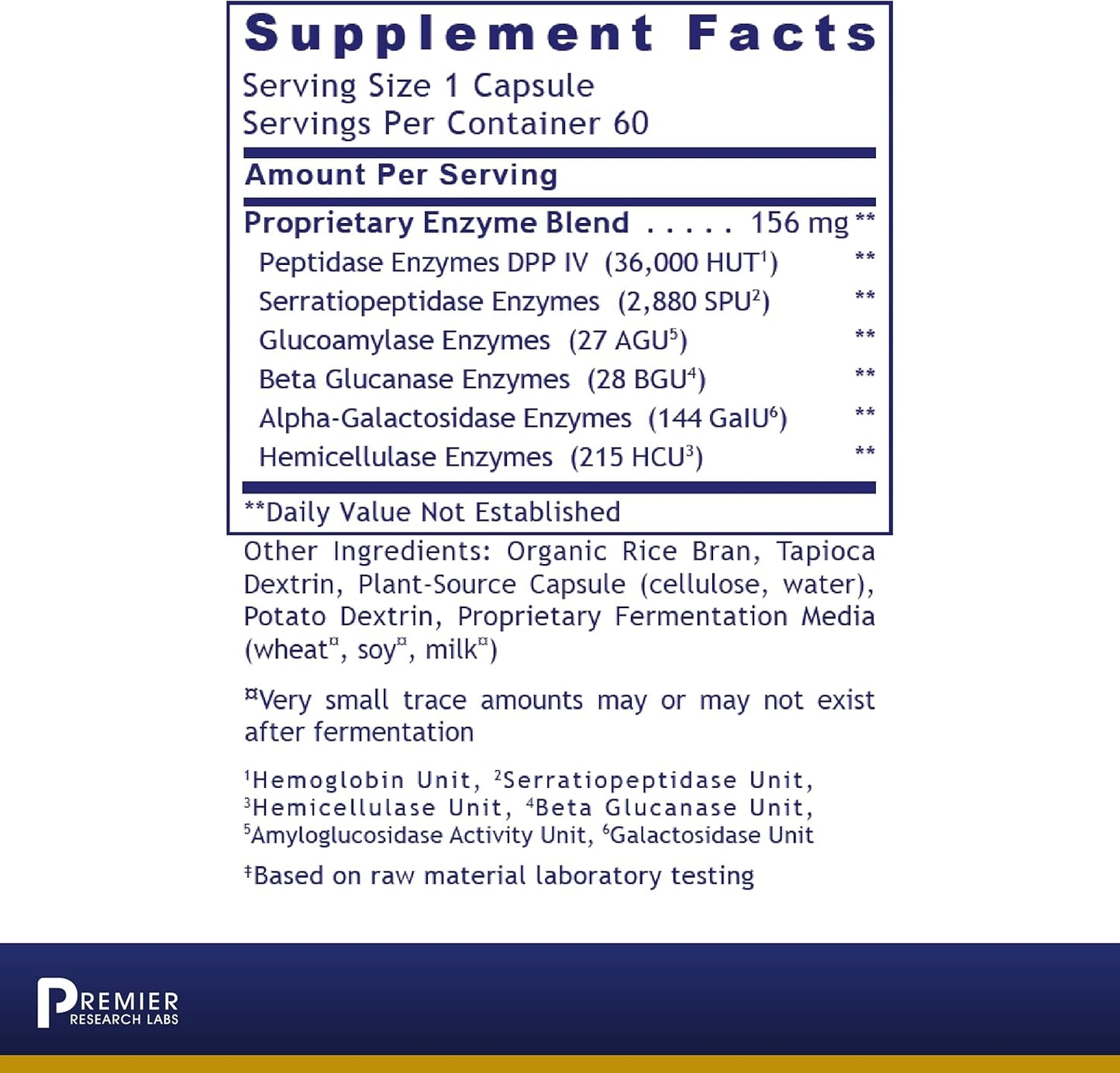 Premier Research Labs Digestase-SP - 6 Enzymes for Digestion -  60 Plant-Source Capsules