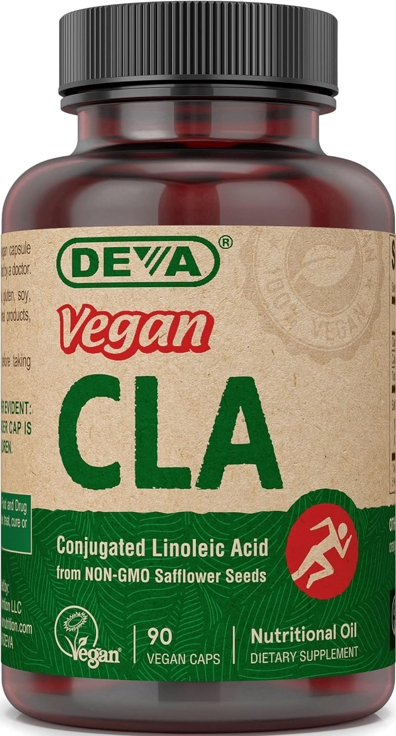 Deva Vegan Vitamins Conjugated Linoleic Acid (CLA), from Non-GMO Safflower Oil, 90 Capsules, 1-Pack