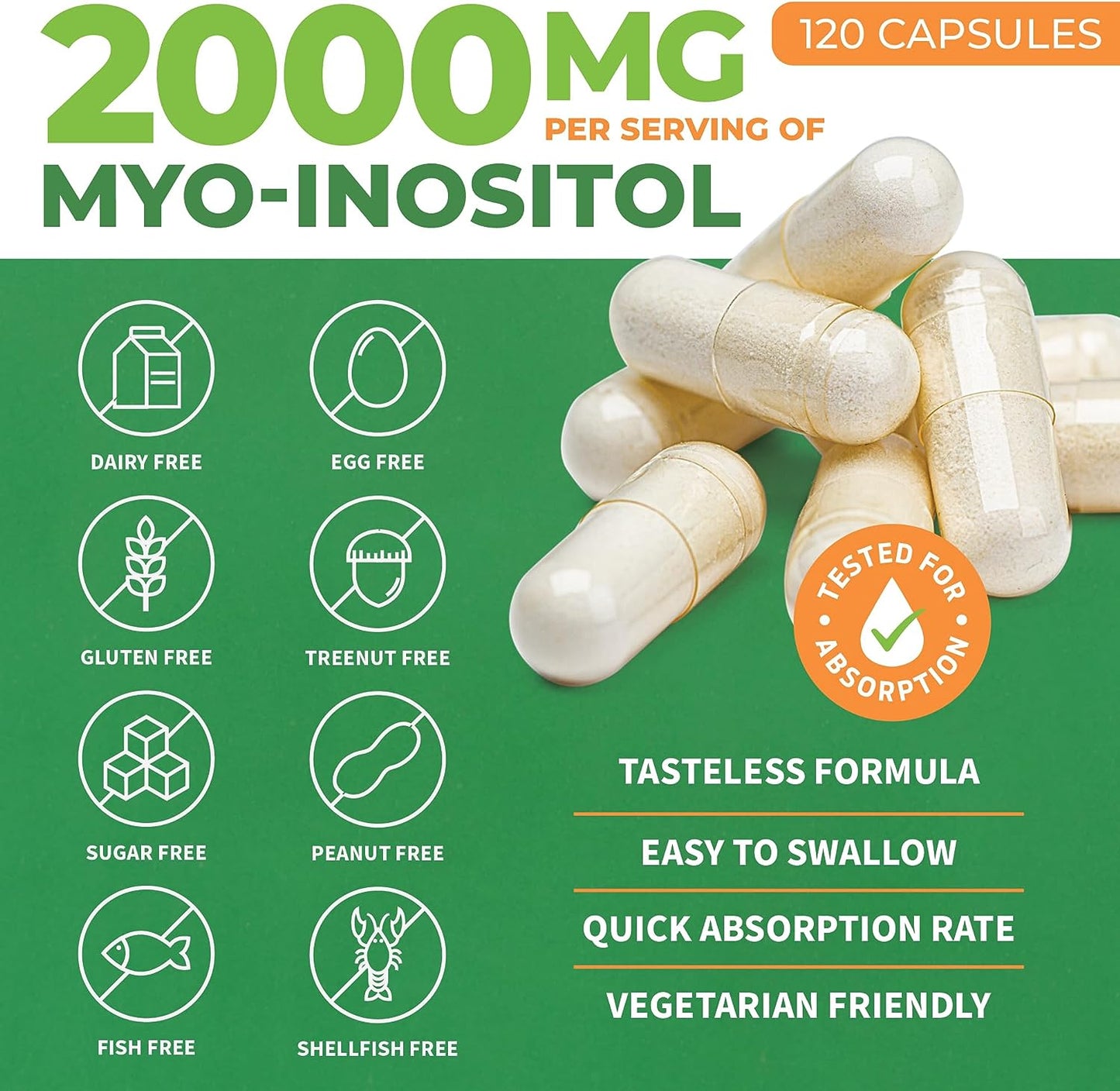 Myo-Inositol & D-Chiro Inositol Capsules w Folate - 120 capsules