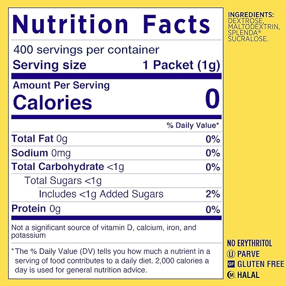 SPLENDA No Calorie Sweetener, Single-Serve Packets, 400 Count