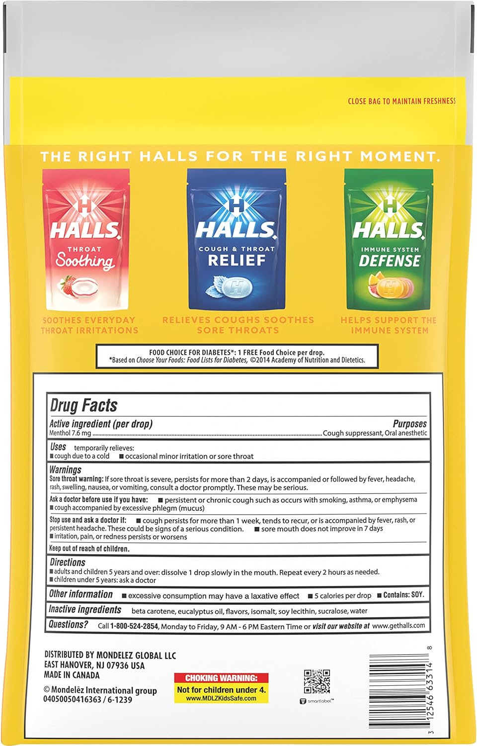 HALLS Relief Honey Lemon Sugar Free Cough 180 Drops