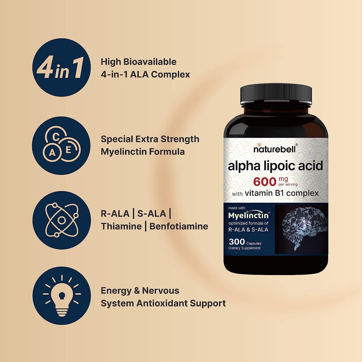 NatureBell Alpha Lipoic Acid 300 Capsules