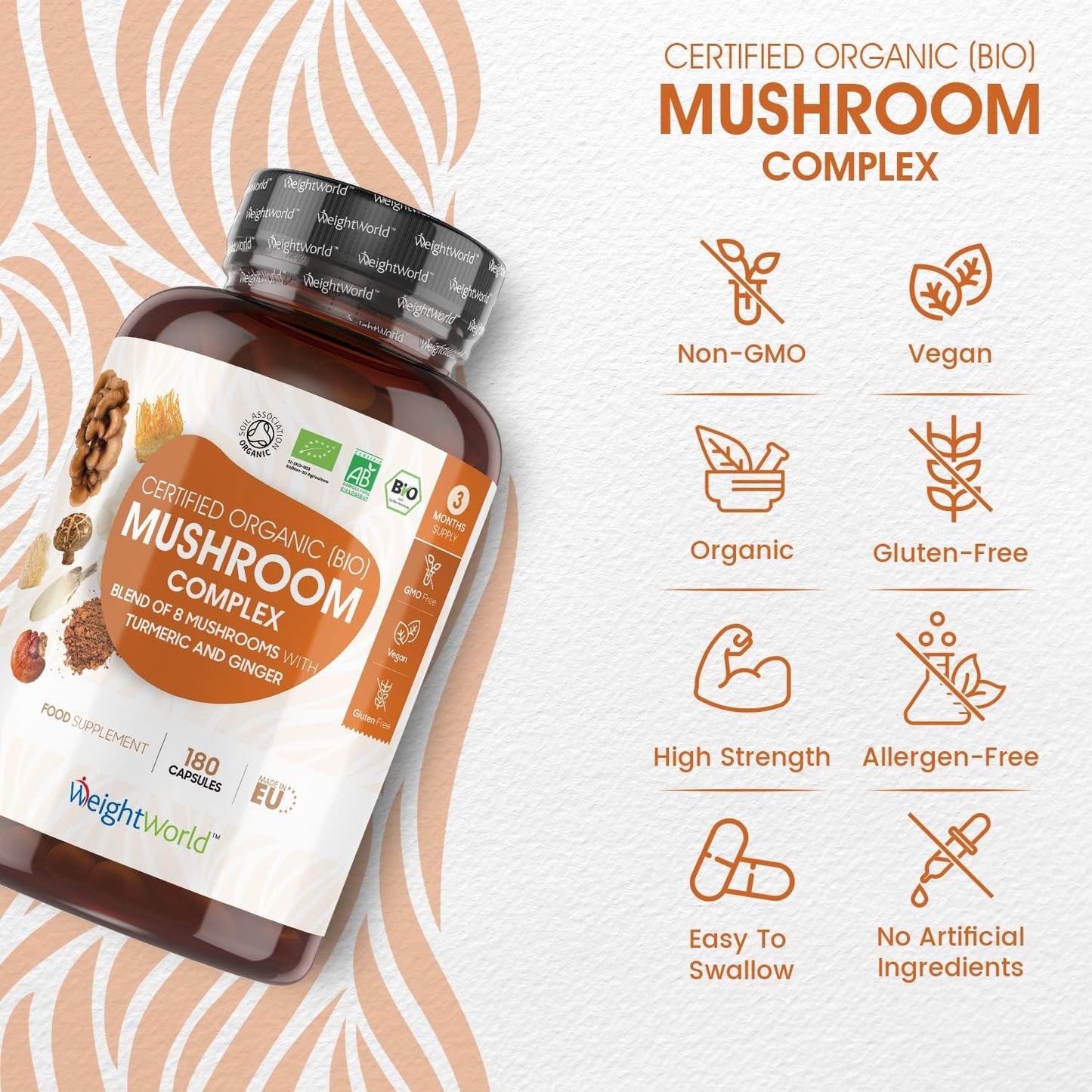 Organic Mushroom Complex 8-180 Capsules