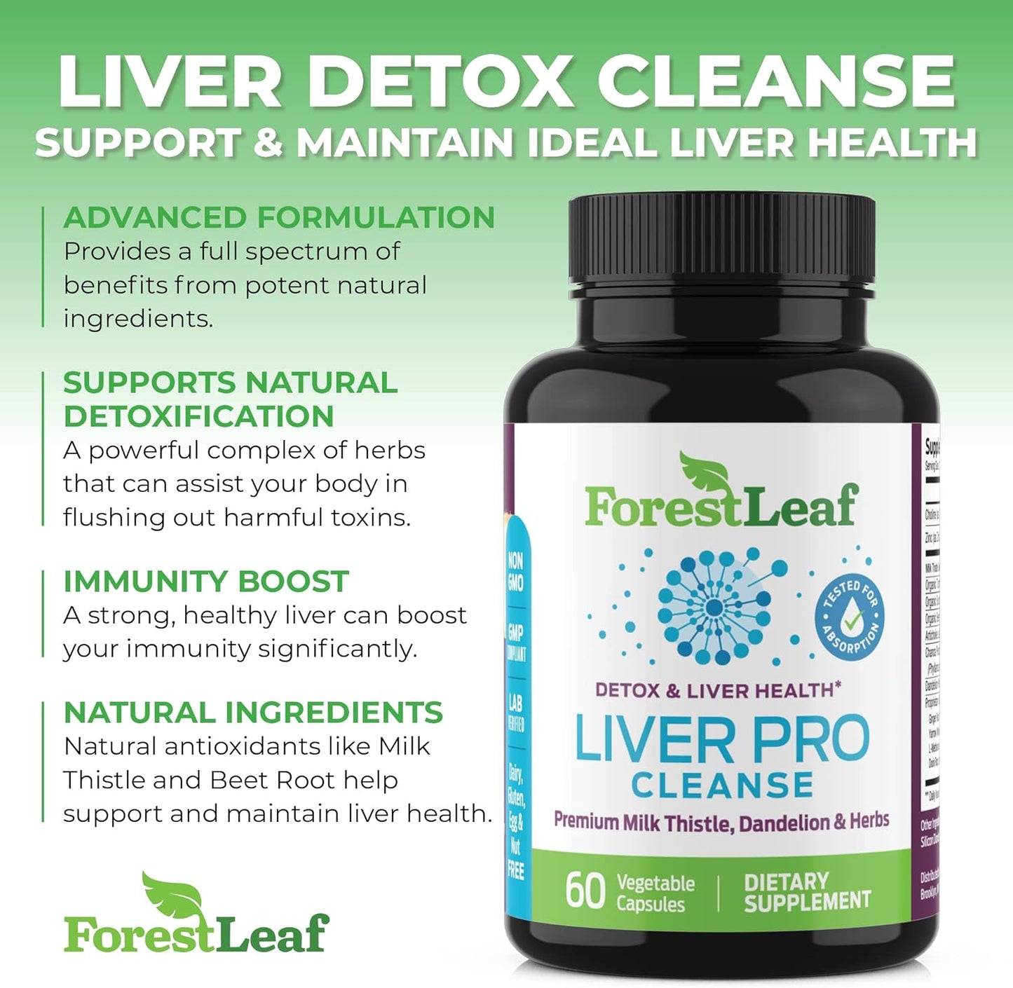 ForestLeaf Liver Detox Cleanse - Liver Cleanse Detox & Repair  - 60 count