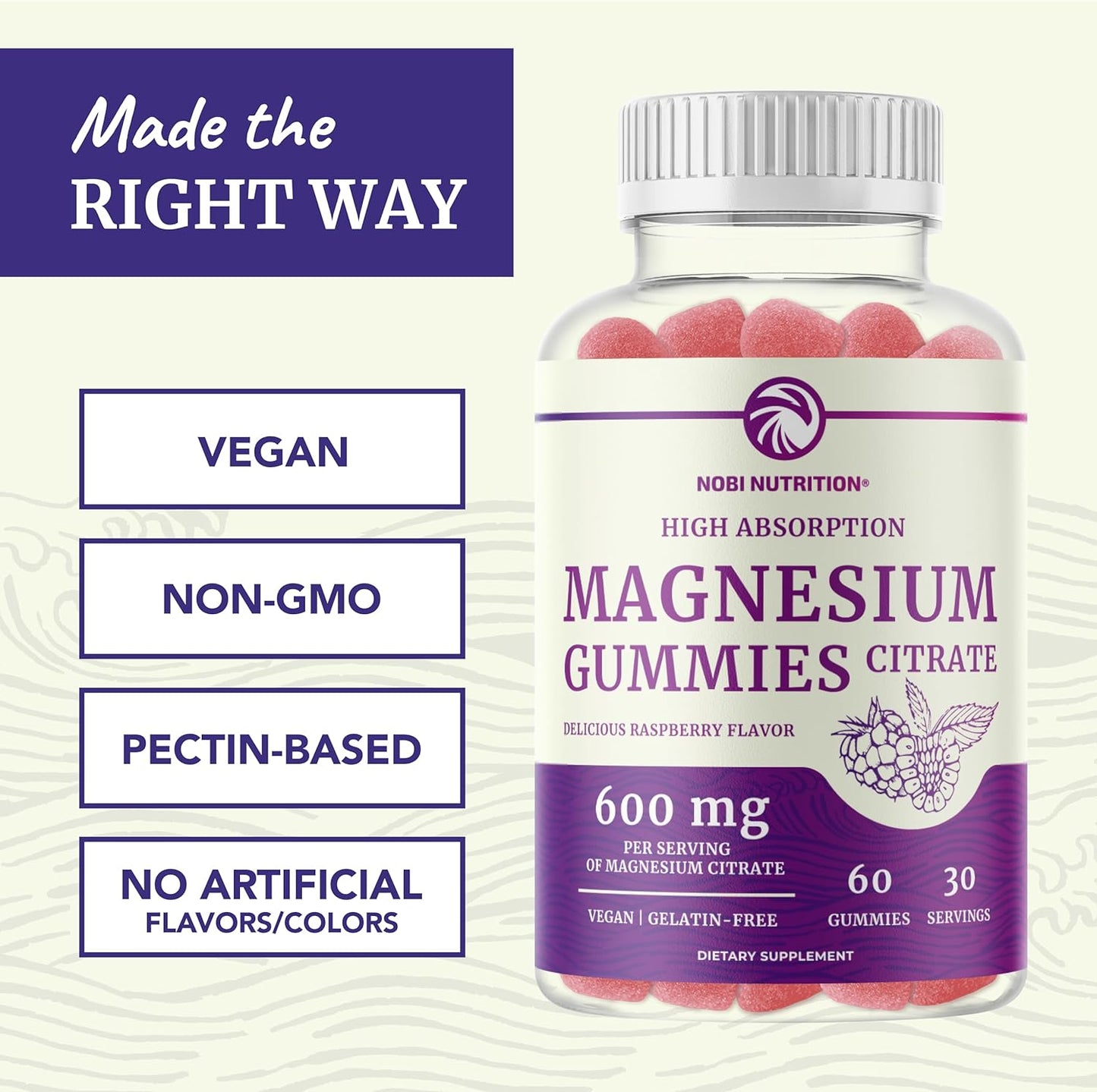 Magnesium Citrate Gummies High Absorption Magnesium 60 count