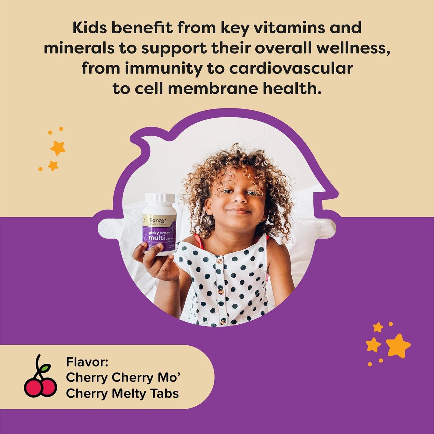 Renzo's Picky Eater Kids Multivitamin with Iron - 60 Sugar-Free Melty Tabs