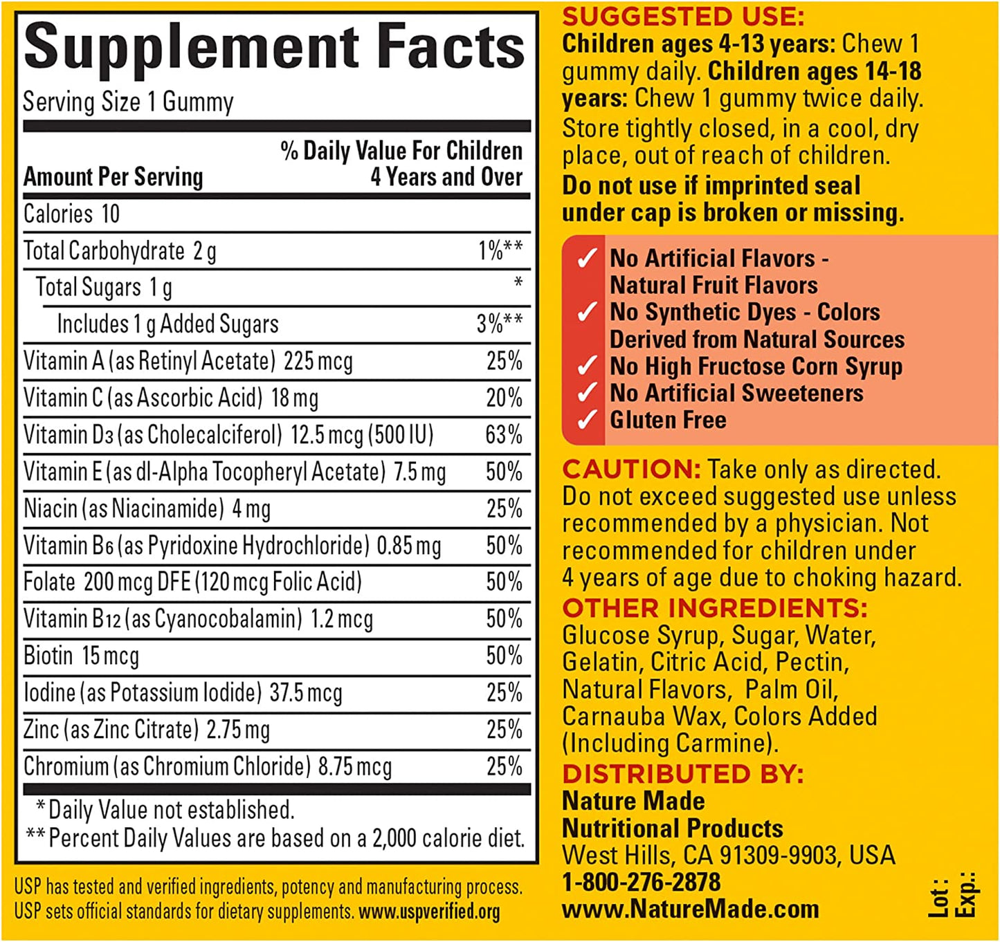 Nature Made Kids First Multivitamin Gummies, Kids Vitamins and Minerals, 70 Count