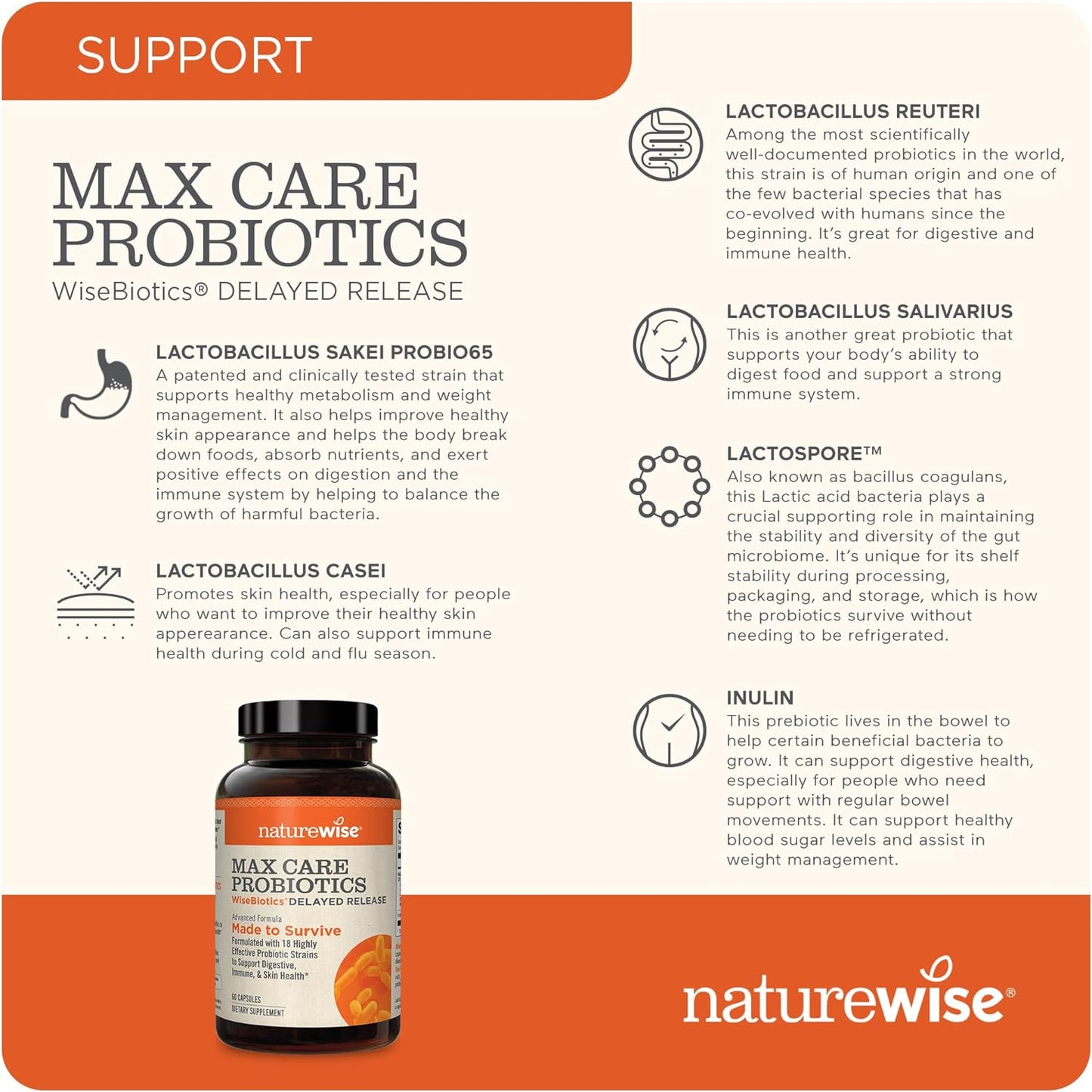 NatureWise Max Probiotics for Men & Women 60 Capsules