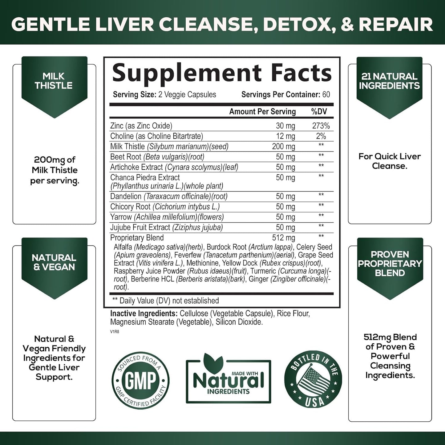 Liver Cleanse Detox & Repair Formula - Herbal Liver Support Supplement - 120 Capsules