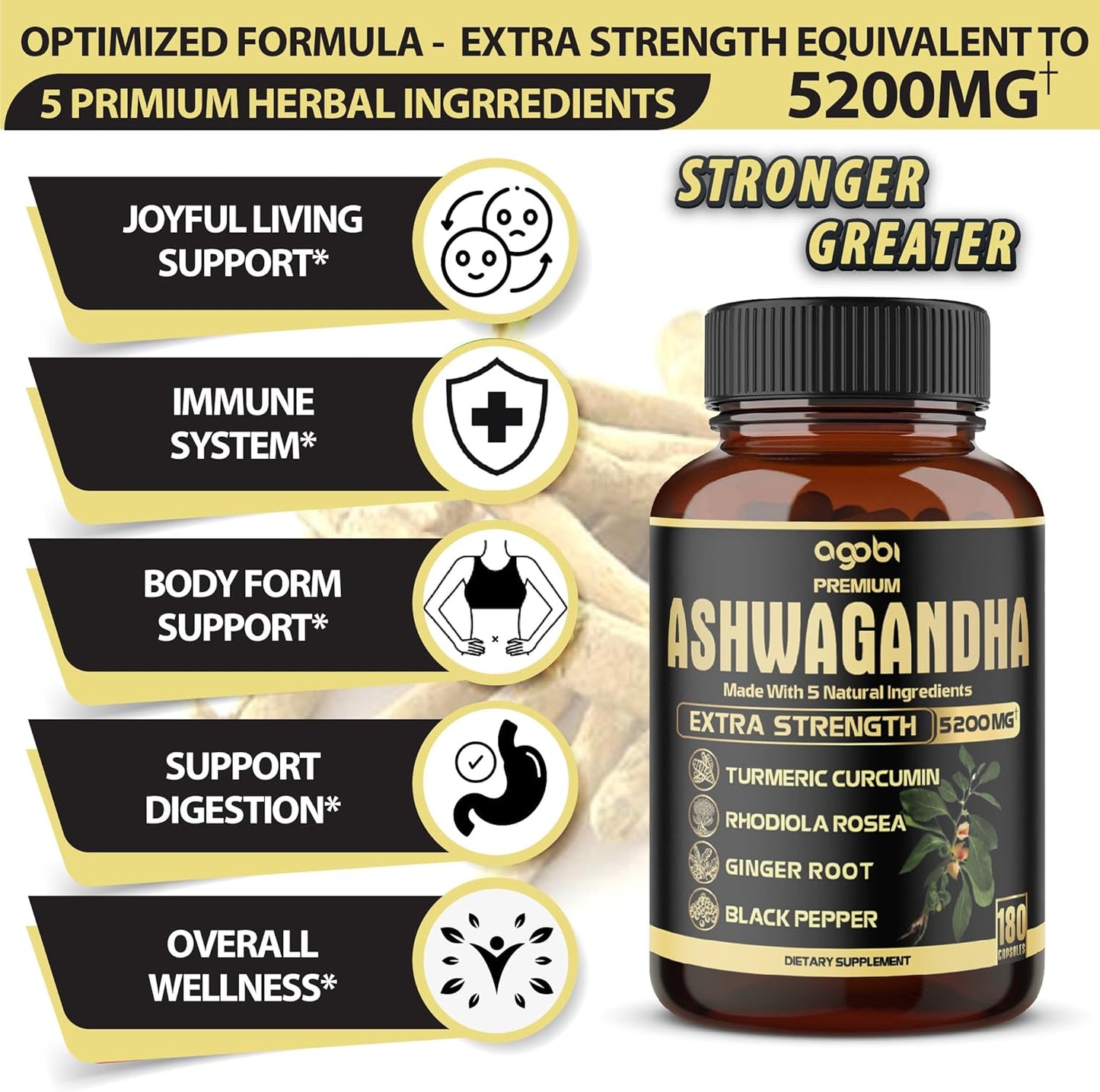 Premium Ashwagandha Capsules - High Extracted 180 capsules