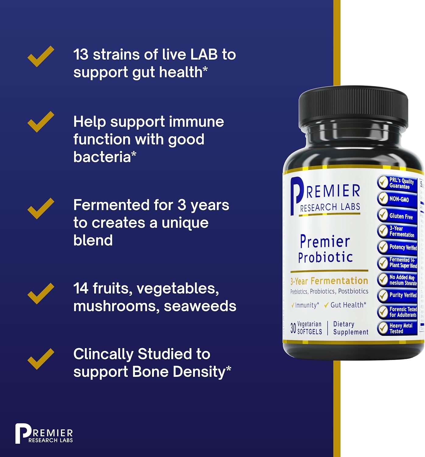 Premier Research Labs Probiotic Caps - Pre-, Pro-, and Post-Biotics - 30 Vegetarian Softgels