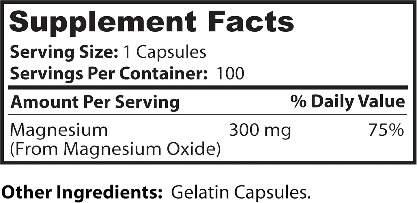 Dr. Clark Magnesium Oxide Supplement, 300mg, 100 Gelatin Capsules