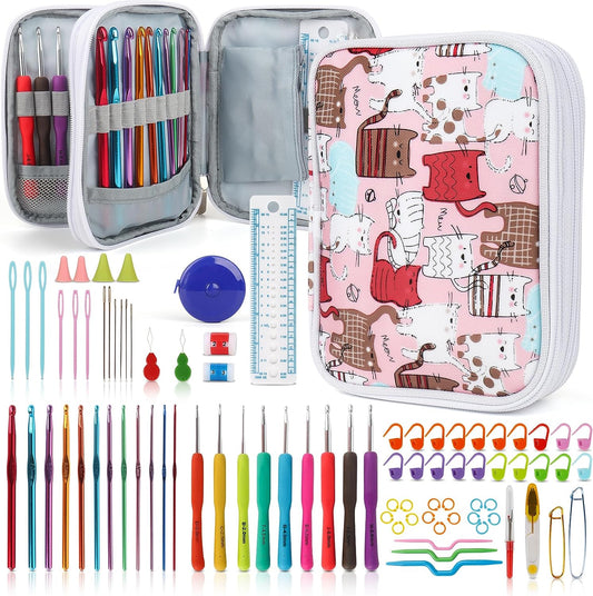 Katech Crochet Hooks Kit with Case, 85-Piece, Ergonomic Crochet Needles