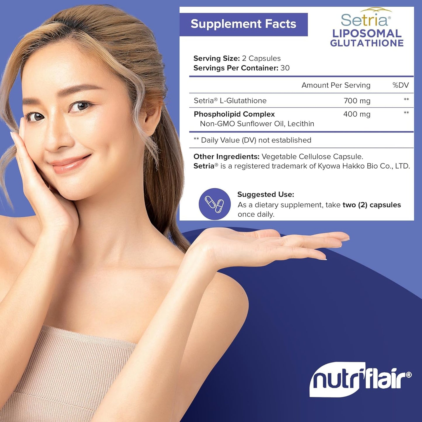 NutriFlair Liposomal Glutathione Supplement Setria® 700mg - 60 count