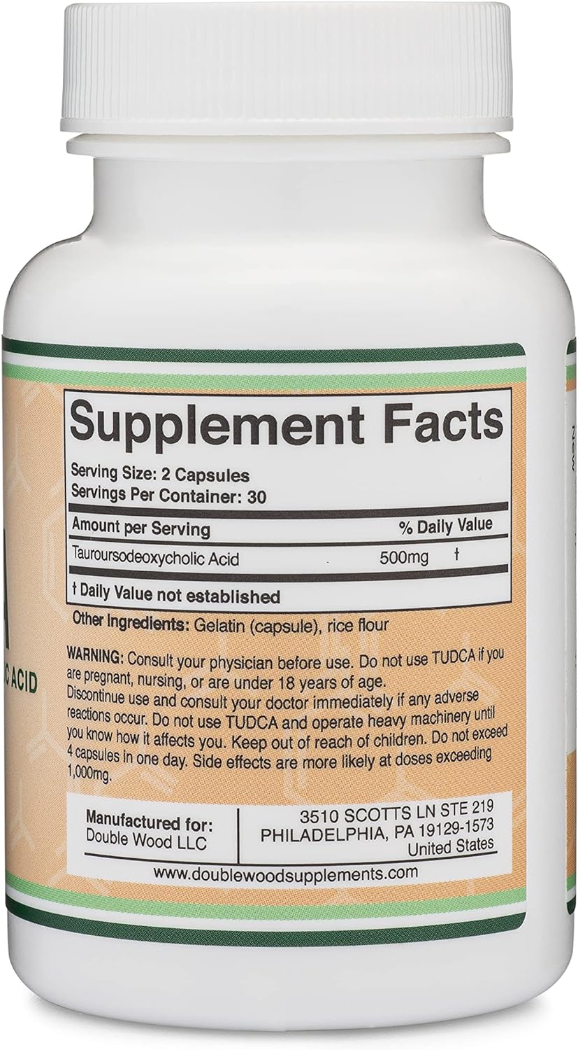 TUDCA Bile Salts Liver Support Supplement, 500mg Servings, Liver and Gallbladder Cleanse Supplement 60 Capsules