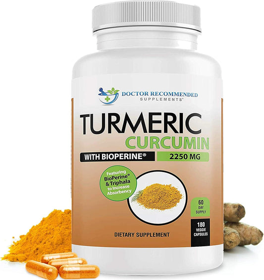 Turmeric Curcumin - 2250mg/d - Veggie Caps -180 Count