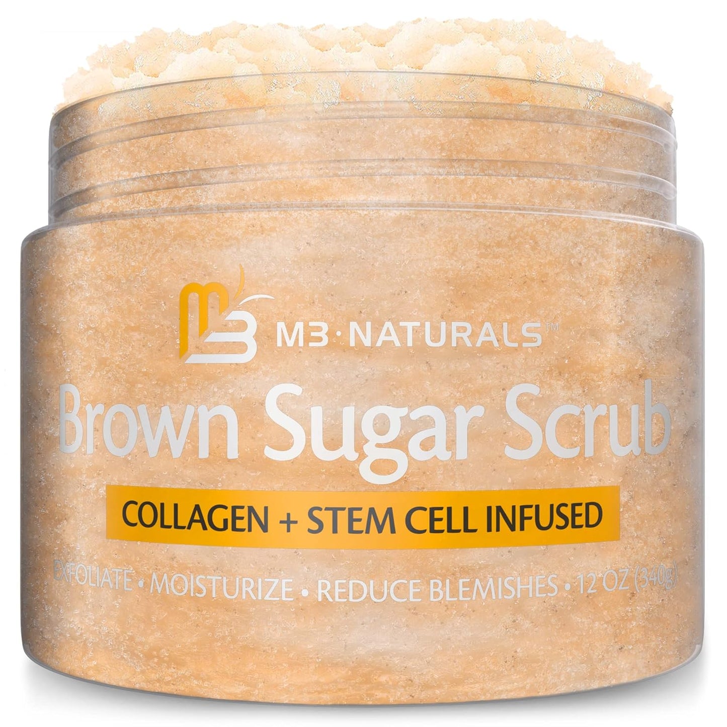 Brown Sugar Scrub Face Foot & Body Exfoliator Infused with Collagen and Stem Cell