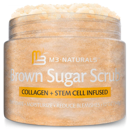 Brown Sugar Scrub Face Foot & Body Exfoliator Infused with Collagen and Stem Cell