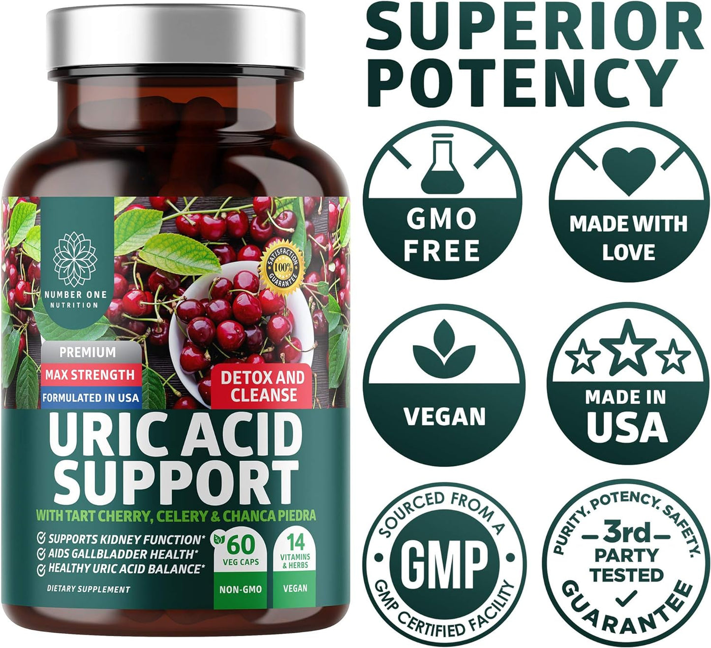 N1N Premium Uric Acid Support Supplement 60 Veg Caps