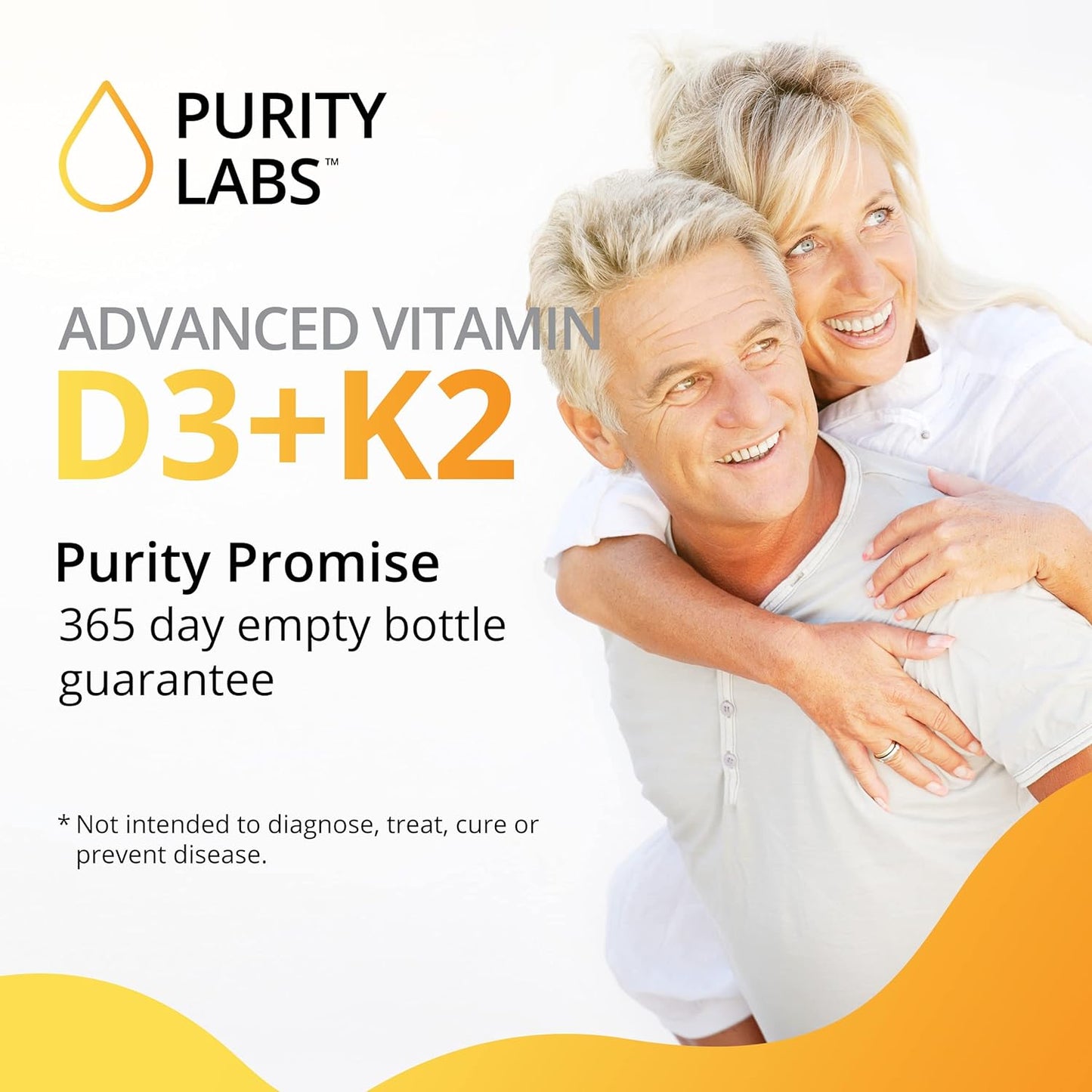 Purity Labs Vitamin D3 K2 10000 IU, (250mcg) D3 + 200mcg K2 MK7 - 120 Capsules