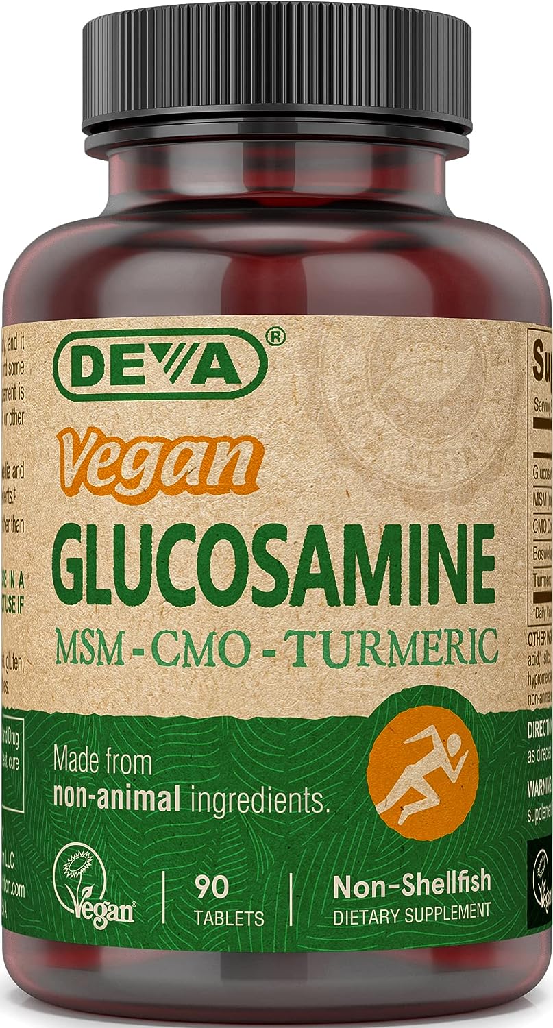 DEVA Vegan Glucosamine MSM & CMO, CMO, Turmeric 90 Tablets