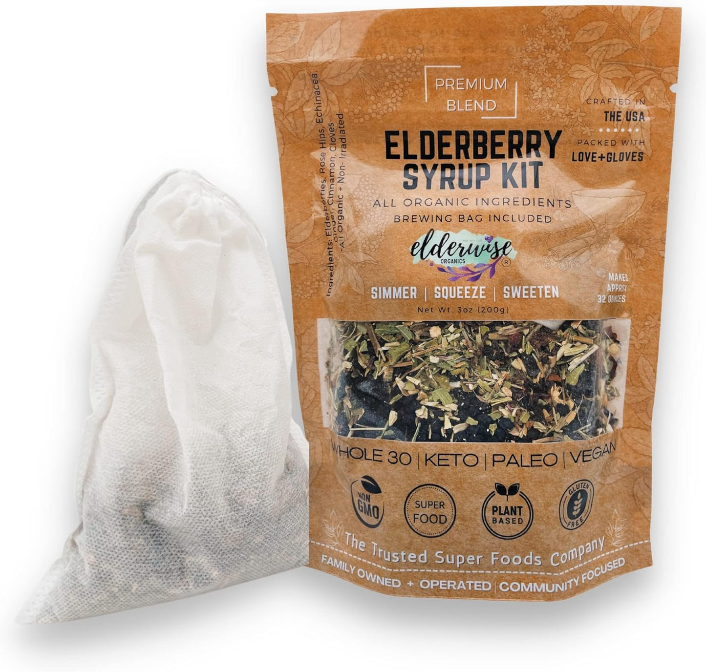 Elderwise Organic Elderberry Syrup Kit - 32oz