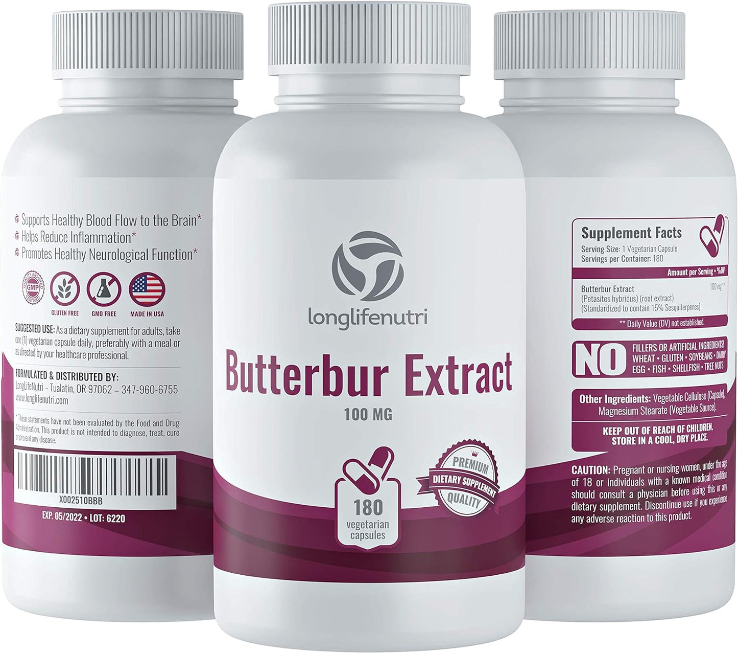 Butterbur Extract  180 Vegetarian Capsules