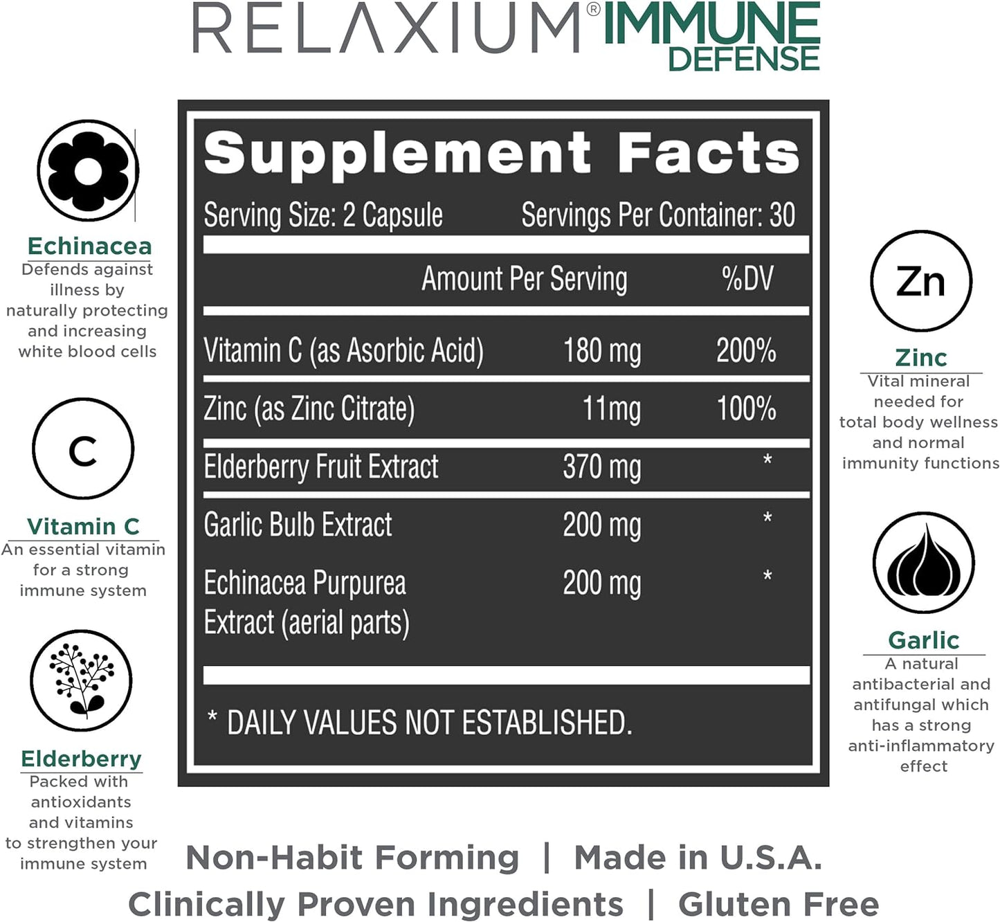 Relaxium Immune Defense, Powerful Immune Support Supplement 60 capsules