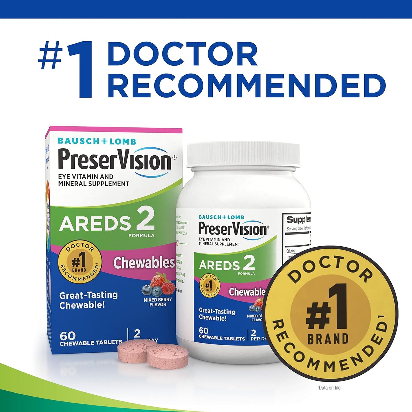 PreserVision AREDS 2 Eye Vitamin & Mineral Supplement, 60 Chewable