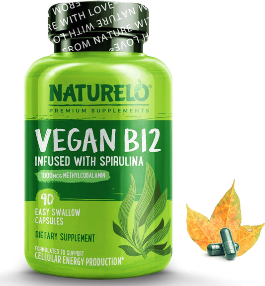 NATURELO Vegan B12 with Organic Spirulina- 90 Mini Capsules