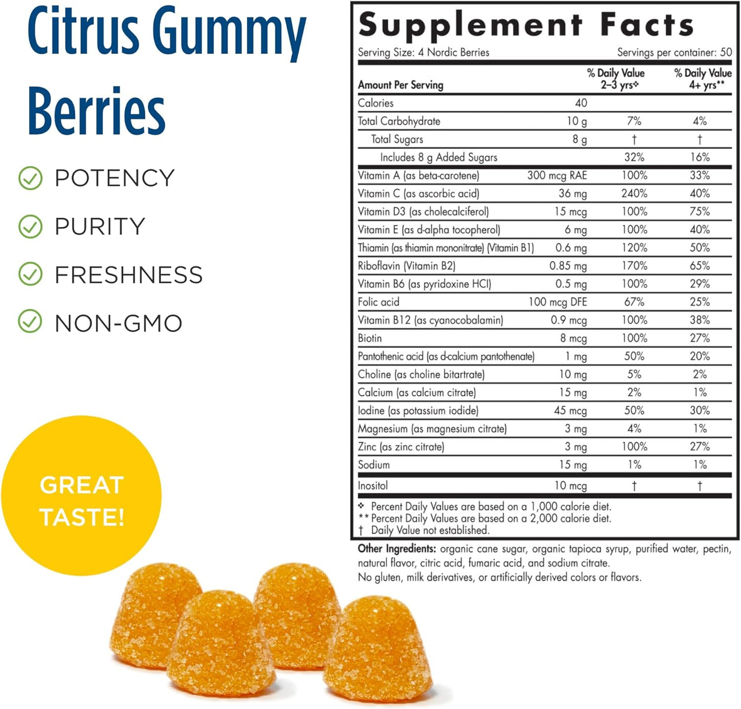 Nordic Naturals Nordic Berries, Citrus - 200 Gummy Berries