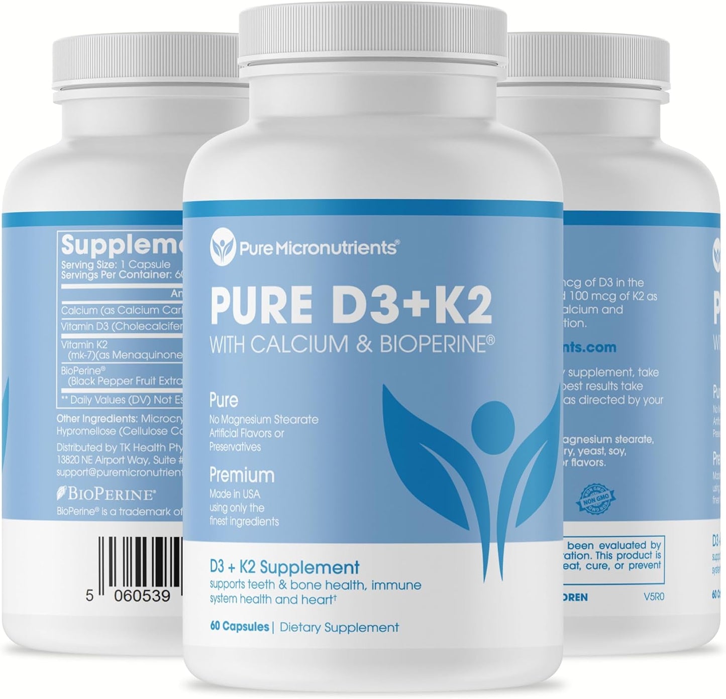 Pure Micronutrients Vitamin D3 K2 Supplement 60 Capsules