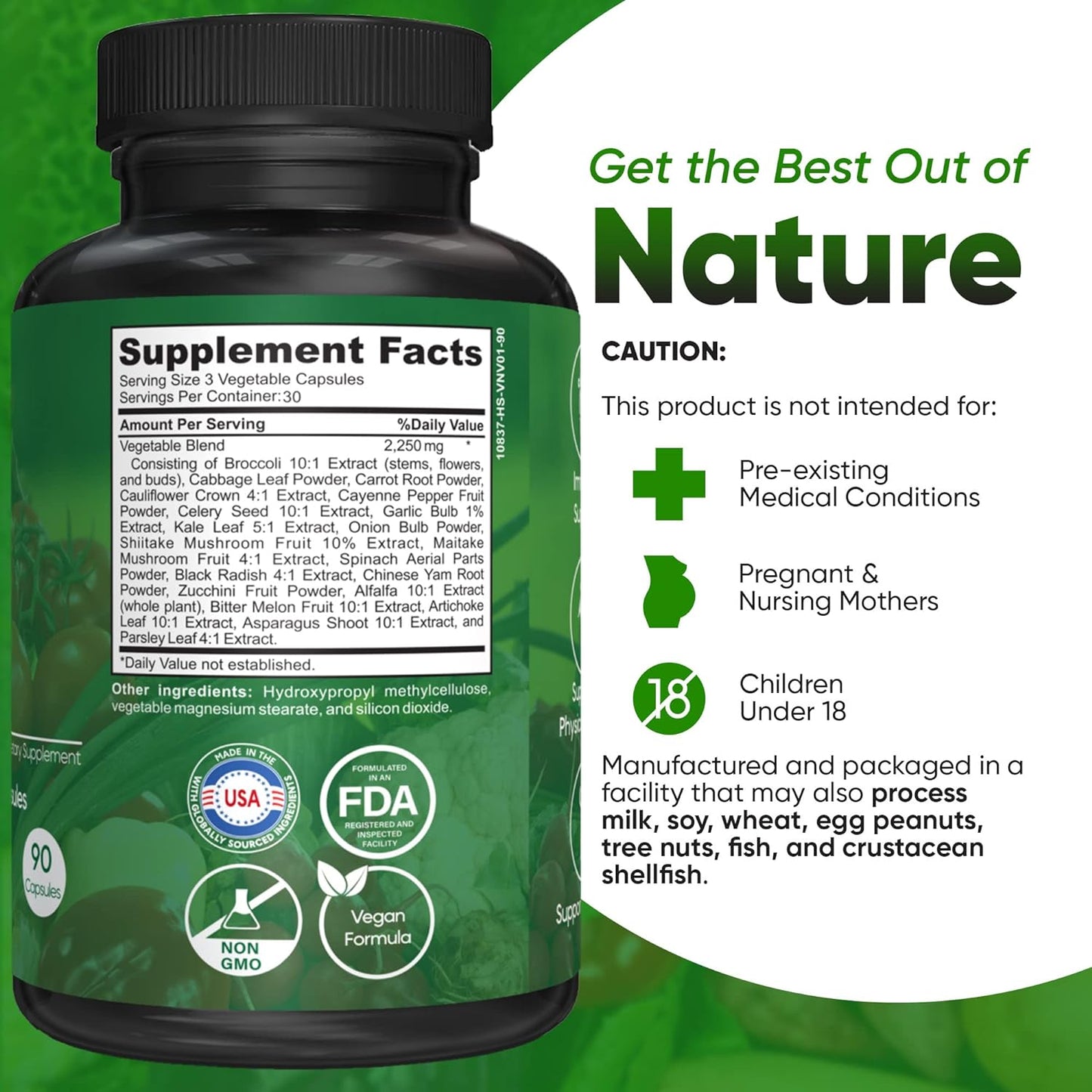 Kaitamin - Veggies Supplement 9000, Improves Your Digestion  90 Capsules