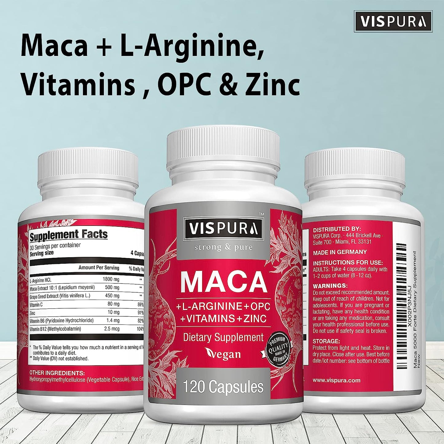 Maca Root Capsules 5000 mg + L-Arginine -120 capsules