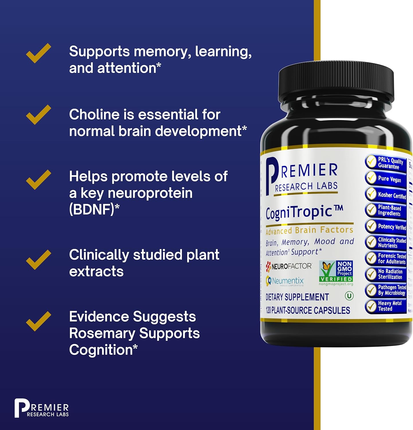 Premier Research Labs CogniTropic - Brain Supplements - 120 Vegetarian Capsules