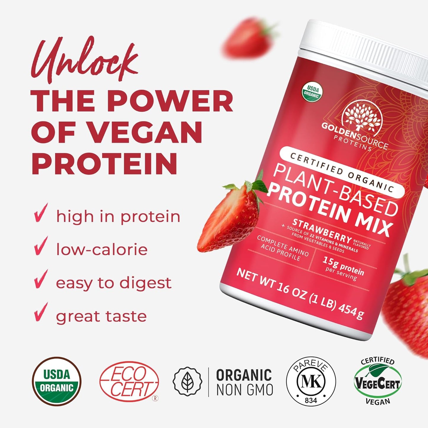 GoldenSource Proteins Plant Based Protein Powder with 22 Vitamins & Minerals